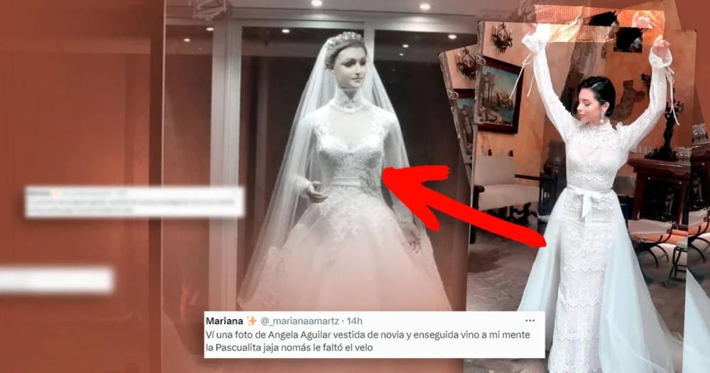 ¿Ángela Aguilar o ‘La Pascualita’? Usuarios de redes comparan sus vestidos de novia