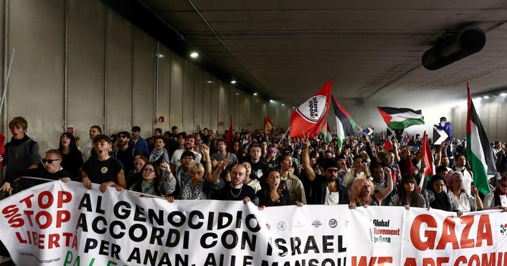 Paro general en Italia: masiva marcha y movilización tras el asalto a la Flotilla a Gaza